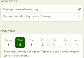 Planning Max's day around 60 minutes and a morning, lunch and evening routine